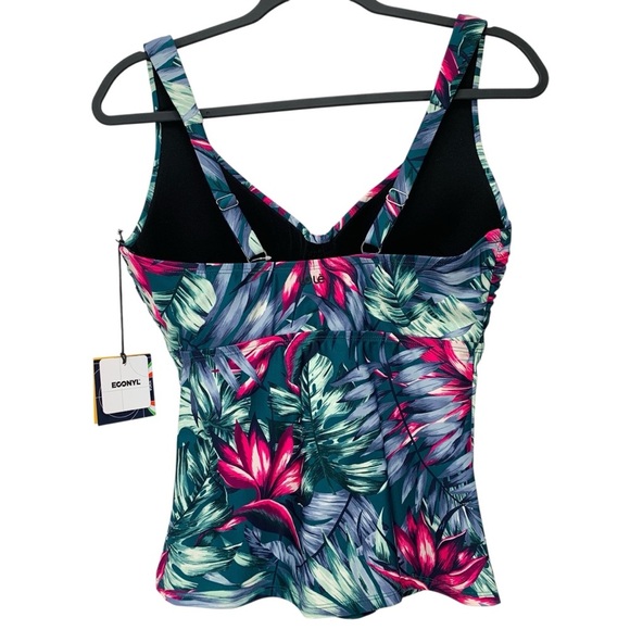Lole Azura Tankini Womens Medium Green Pink Floral Fiji Island Rainforest New - Picture 2 of 9